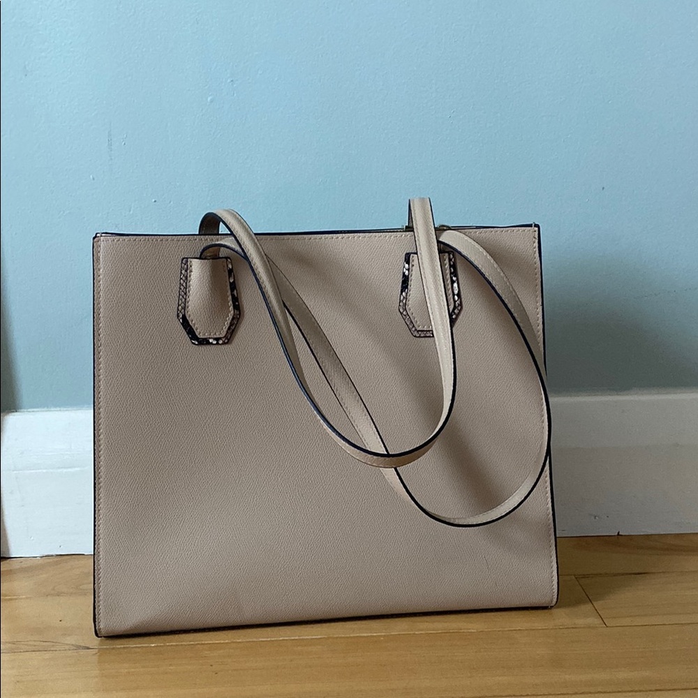 H&M Cream Structured Tote Bag with Minimalist Design